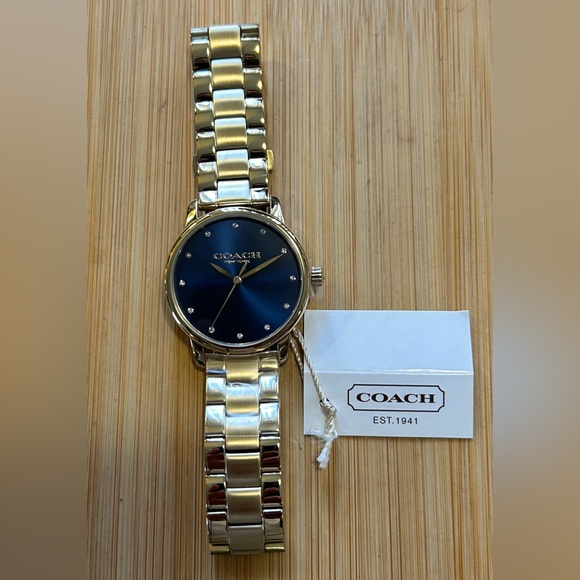 Coach Grand Watch With 36mm Navy Blue Face & Golden Bracelet - Picture 3 of 6